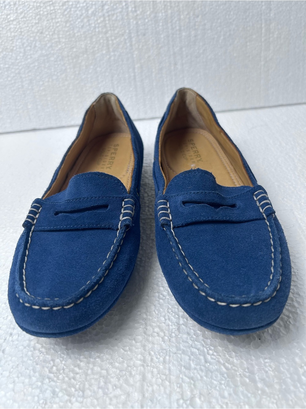 Sperry Navy Blue Suede Penny Loafers 8 - Picture 3 of 11